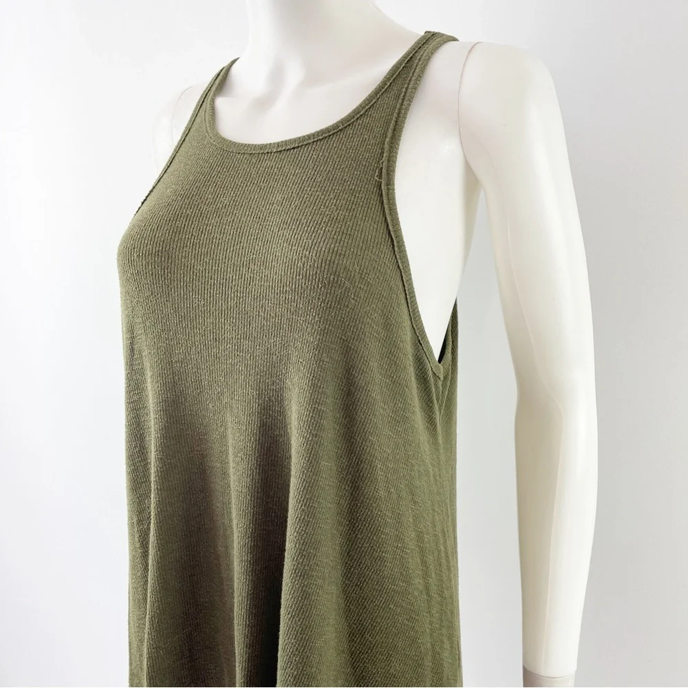 Free People Size L Hunter Green Ribbed Tank Top Sleeveless - Picture 4 of 6